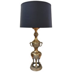 Lampe chinoiserie Hollywood Regency en laiton, style James Mont