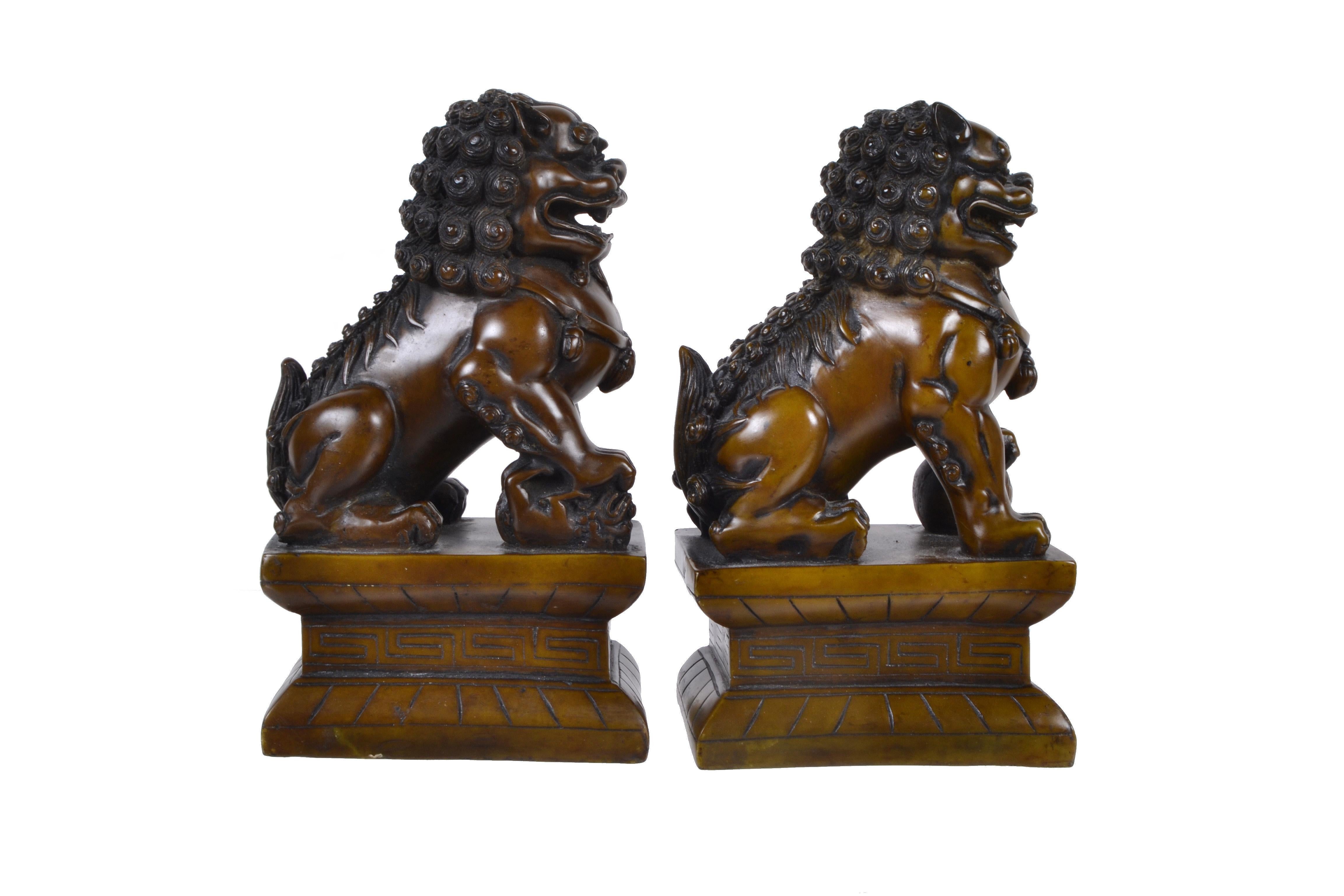 Wood Foo Dogs, Bookends, a Pair