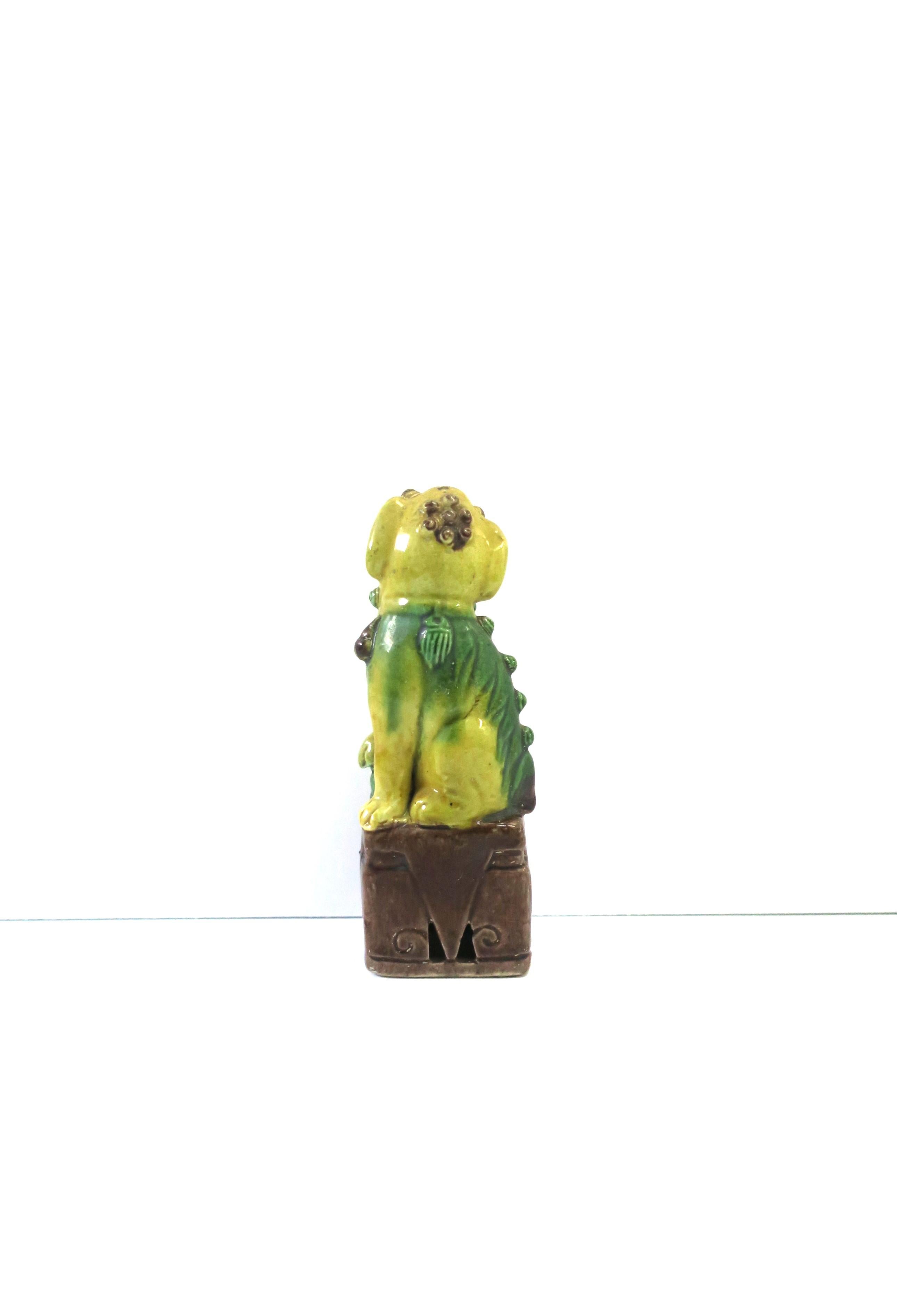 20th Century Foo Lion Dog Green and Yellow Ceramic, circa 1930s For Sale