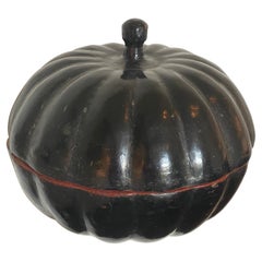Antique Burmese Pumpkin Food Box in a Black Lacquer