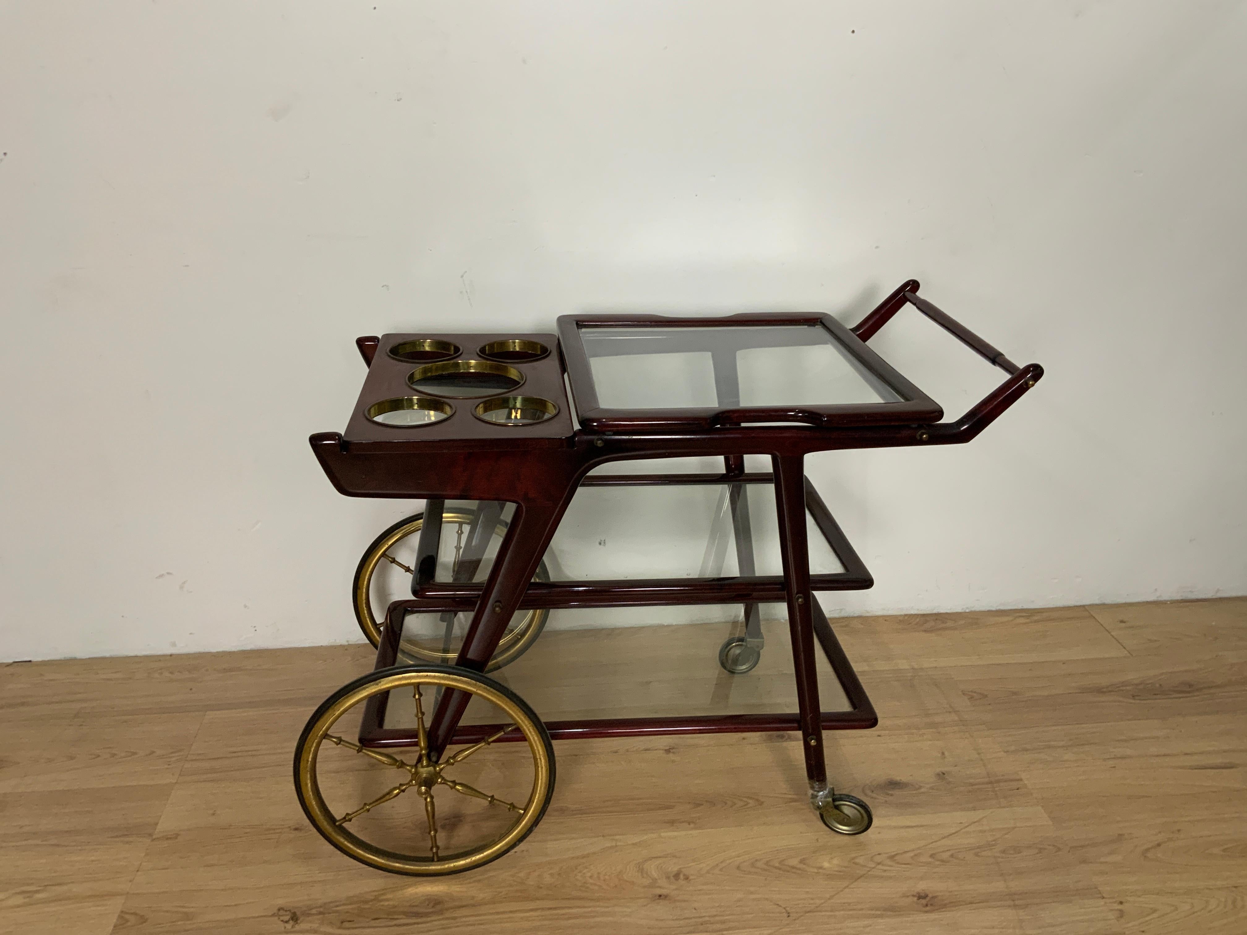 1960s food trolley made in Italy attributable to the Neapolitan designer Cesare Lacca.