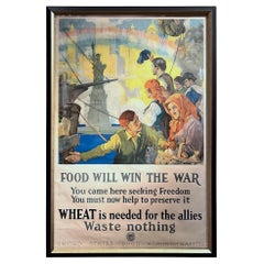 "Food Will Win the War" Antique Wwi Poster by Charles E. Chambers, 1917