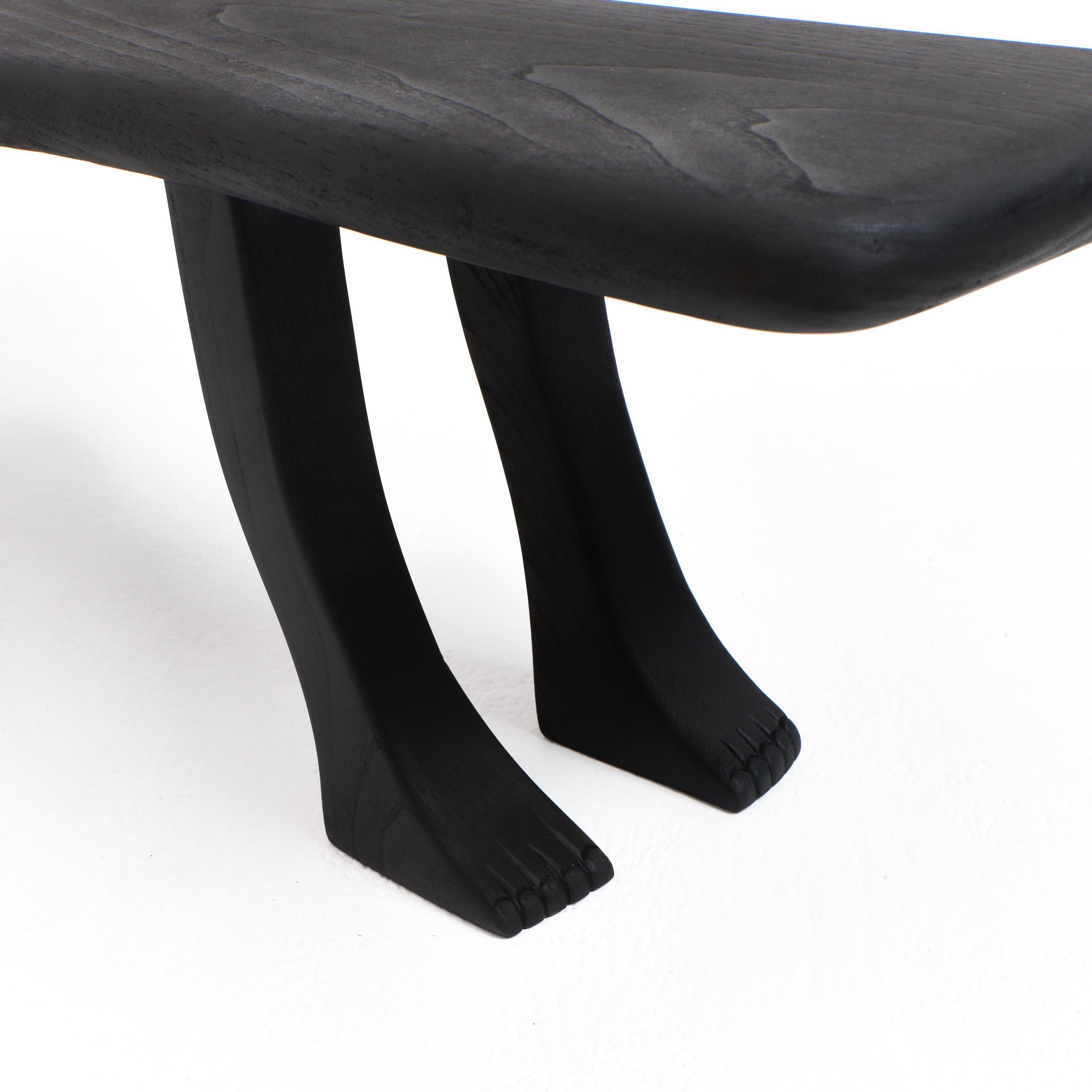 Foot Bench in black In Distressed Condition For Sale In Macieira de Sarnes, PT