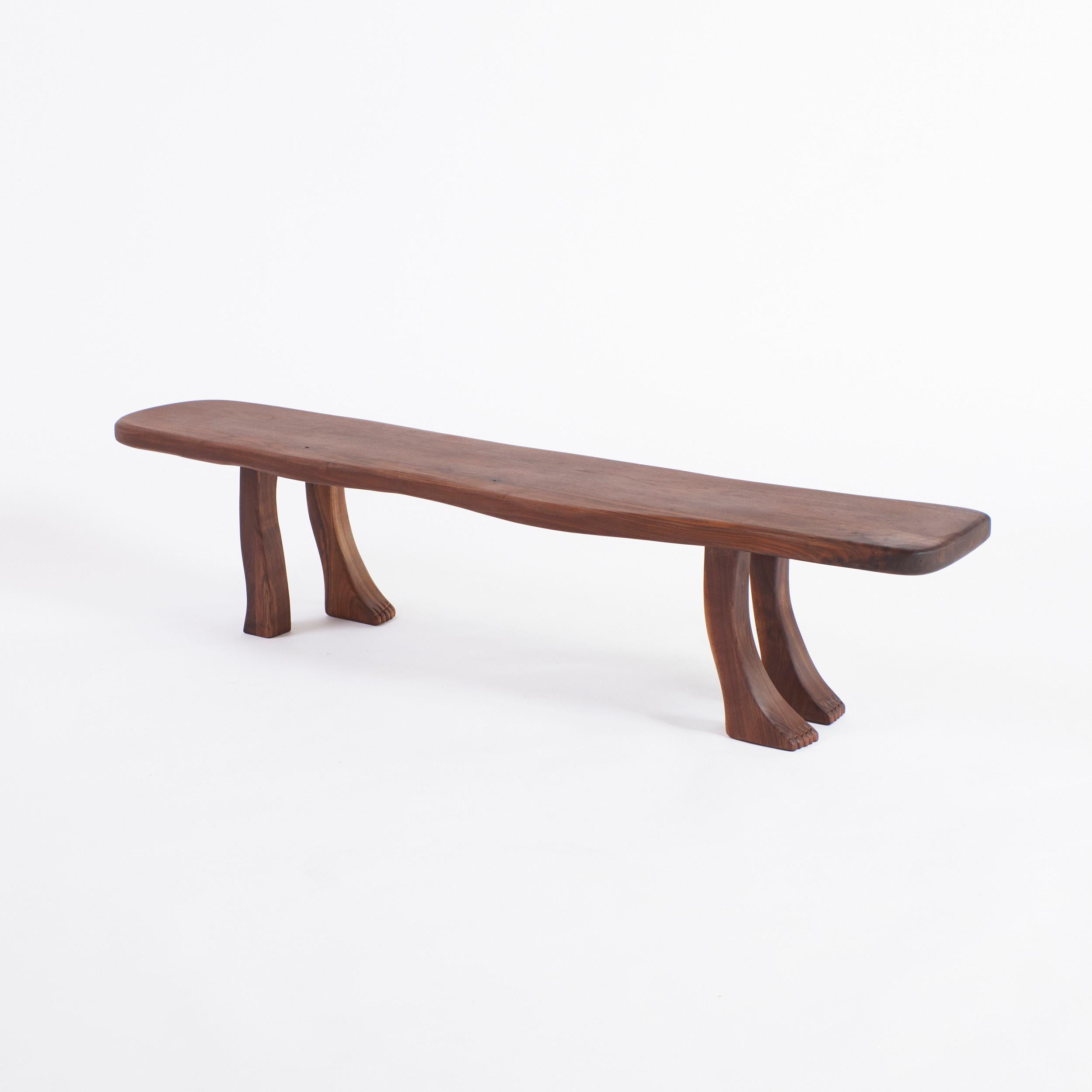 Portuguese Foot Bench in Walnut For Sale