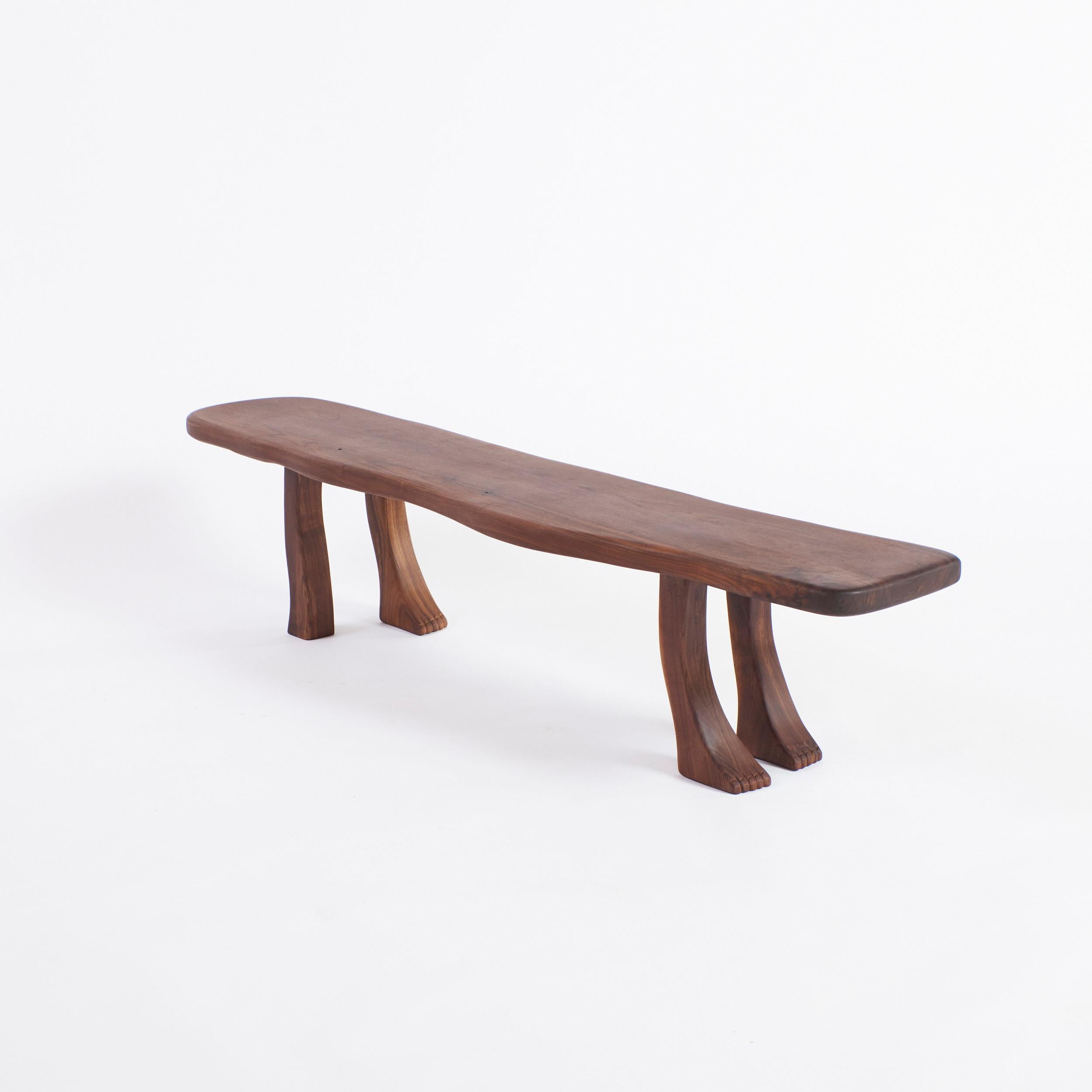 Hand-Crafted Foot Bench in Walnut For Sale