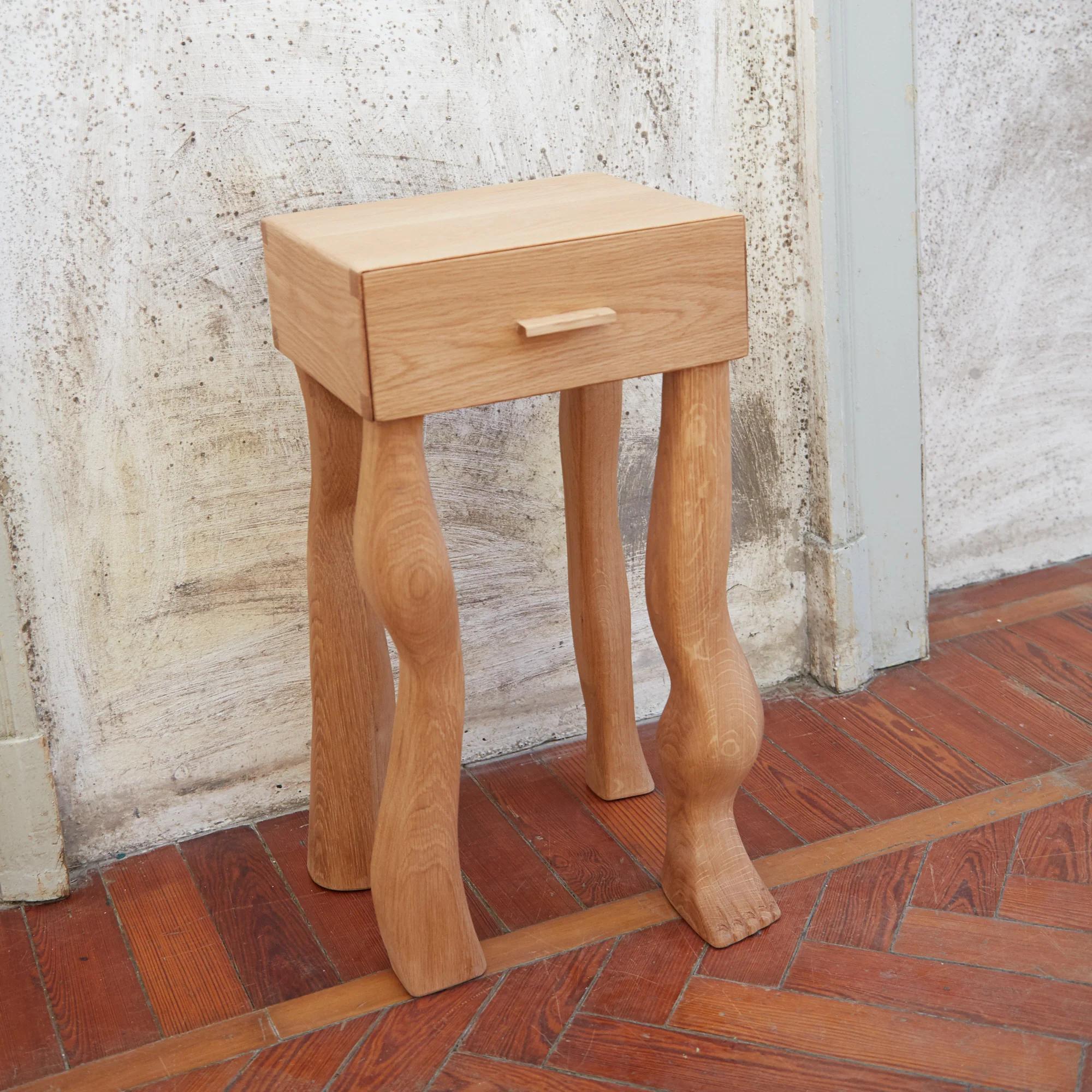 Foot Side Table With Drawer by Project 213A In New Condition For Sale In Geneve, CH