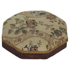 Foot Stool Early Victorian with Octagonal Walnut Frame & Tapestry Top, ca 1840