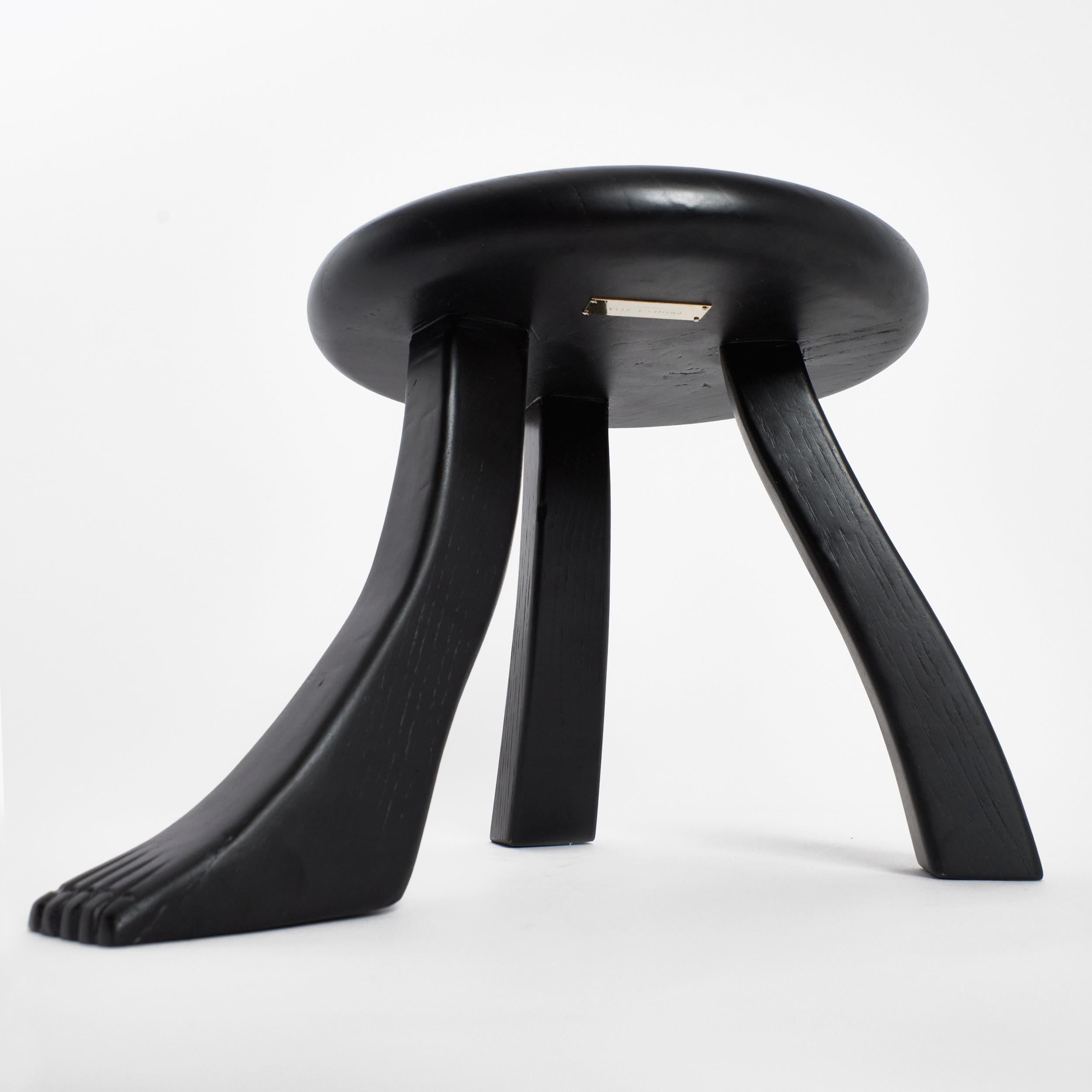 Chestnut Foot Stool in Black by Project 213A For Sale