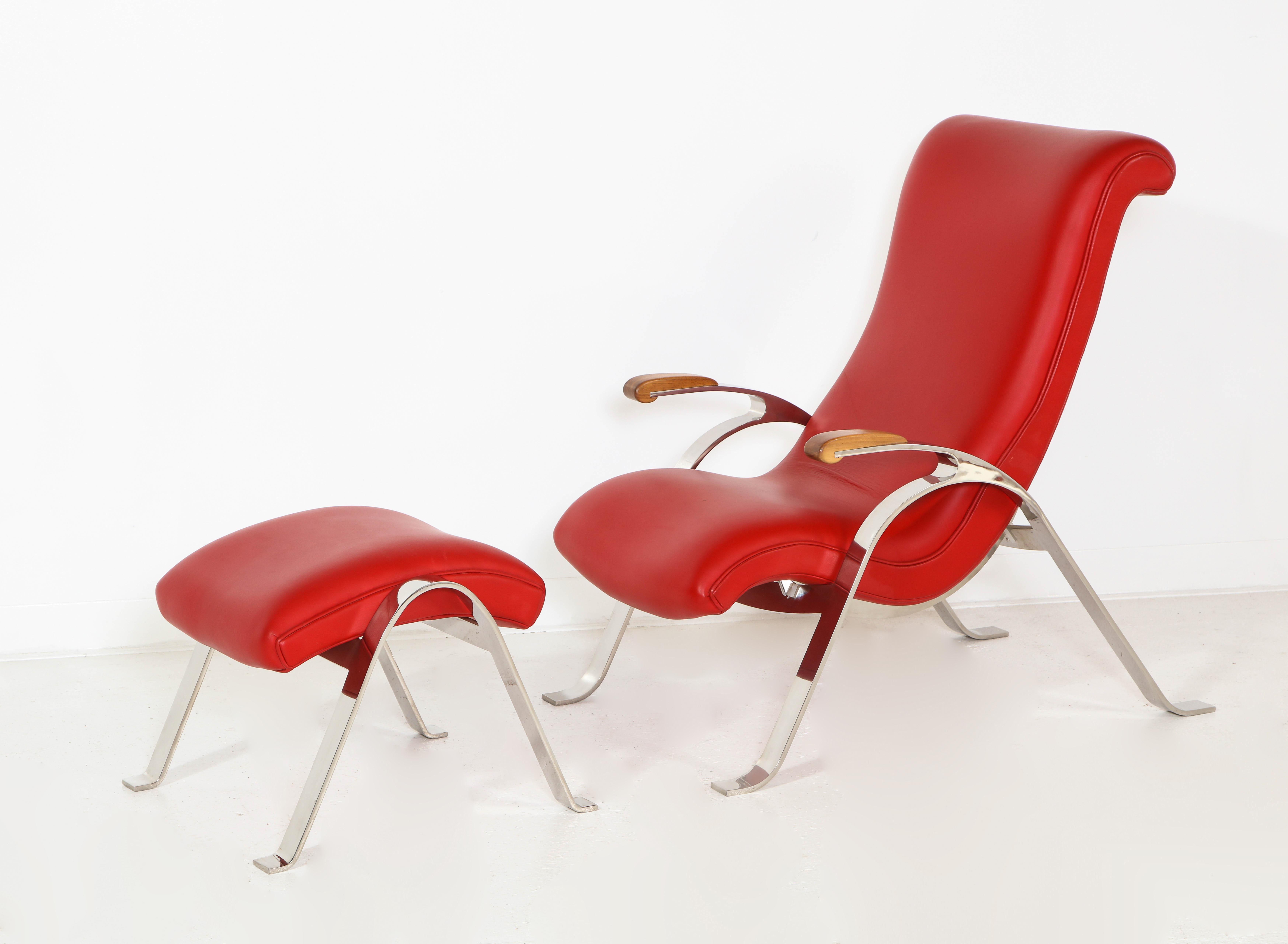 Contemporary Foot Stool in Red Offered by Vladimir Kagan Design Group For Sale