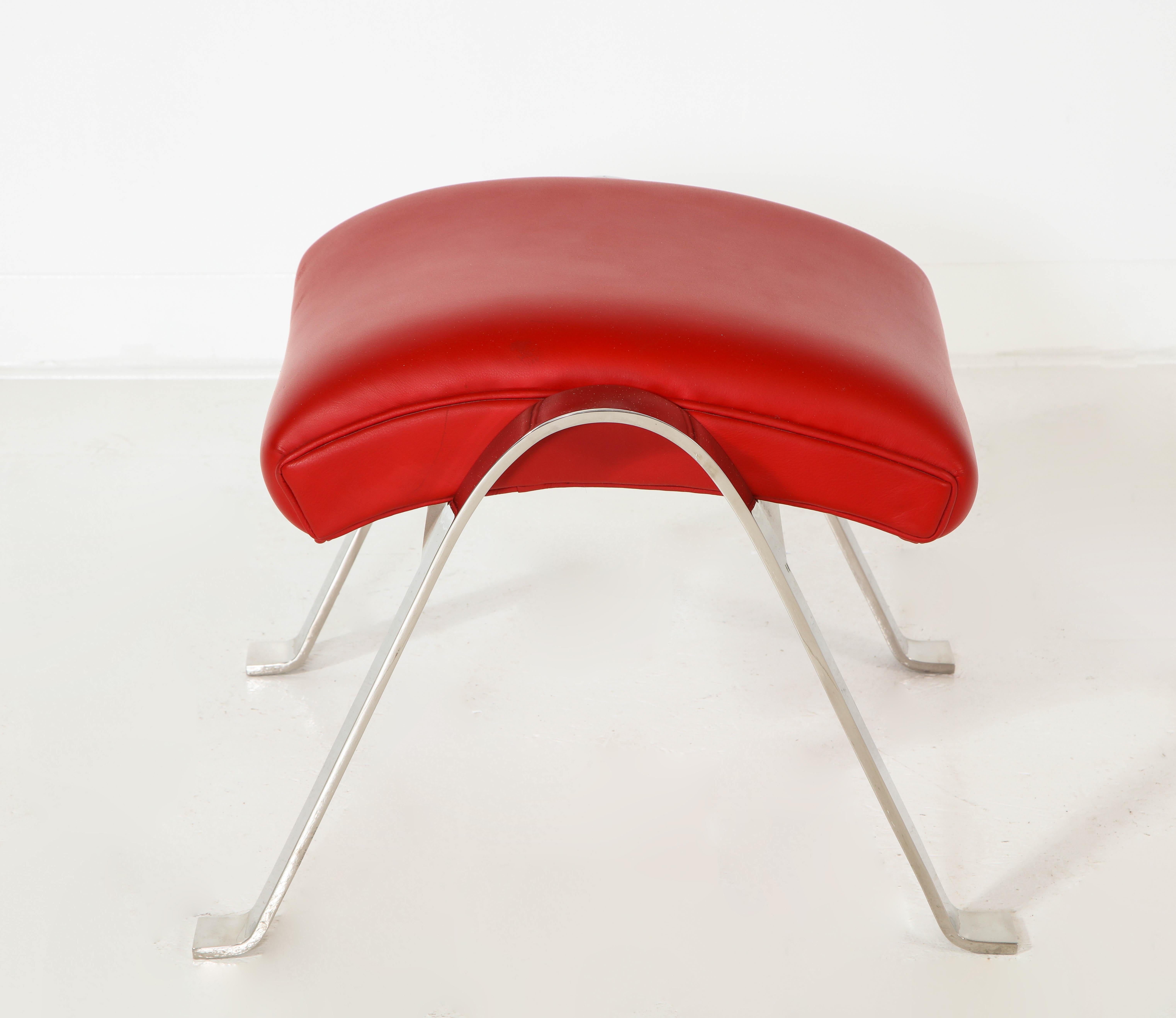 Foot Stool in Red Offered by Vladimir Kagan Design Group For Sale 1