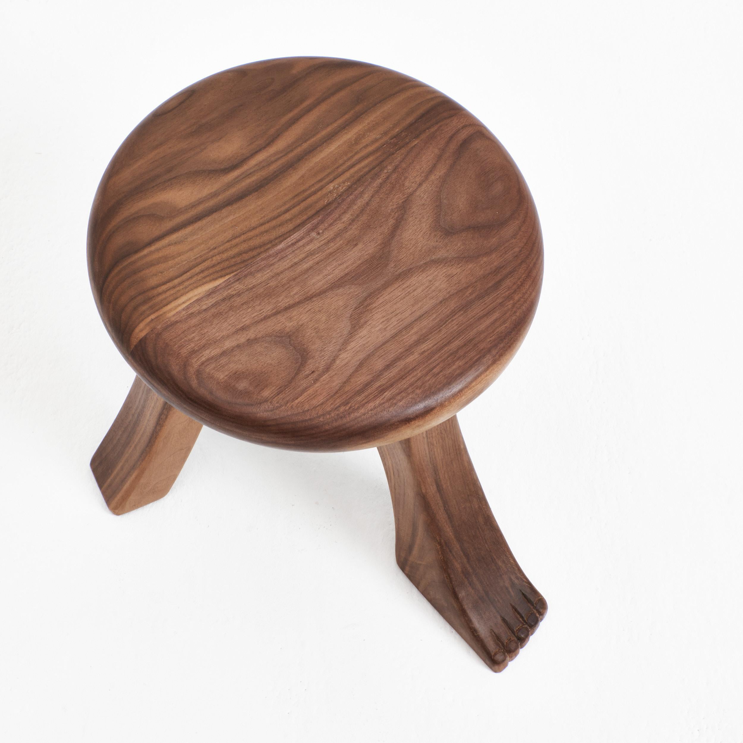 Contemporary Foot Stool in walnut For Sale