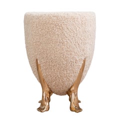 Foot Stool • Sculptural Surreal- inspired Bronze Boucle Stool by Carmen Ellis