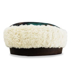 Foot Stool Ottoman in Venus Painting Print & Shearling