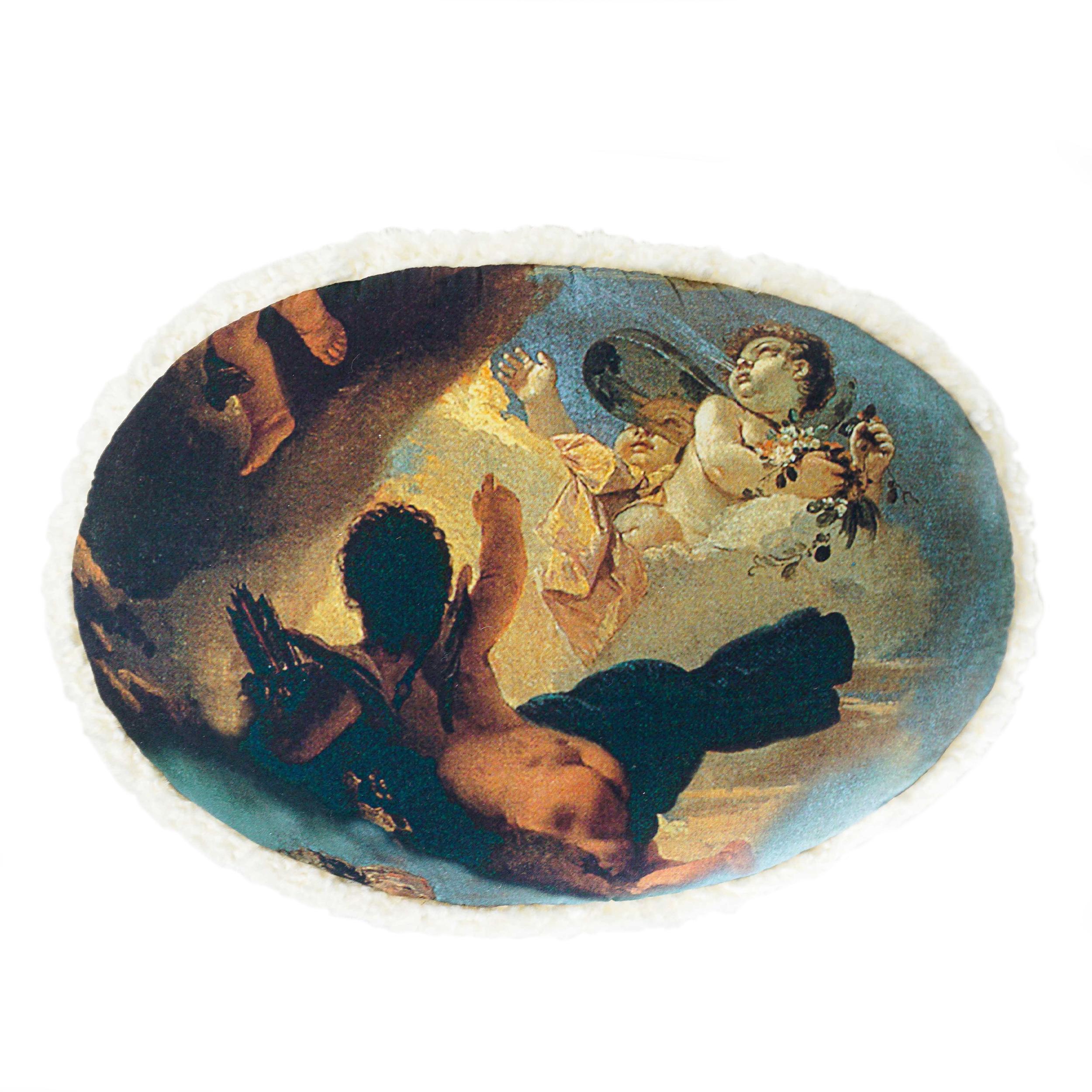 Moderne Tabouret pouf en impression peinture Venus & Shearling en vente