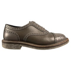 FOOT THE COACHER Size 8 Grey Perforated Leather Cap Toe Lace Up Shoes