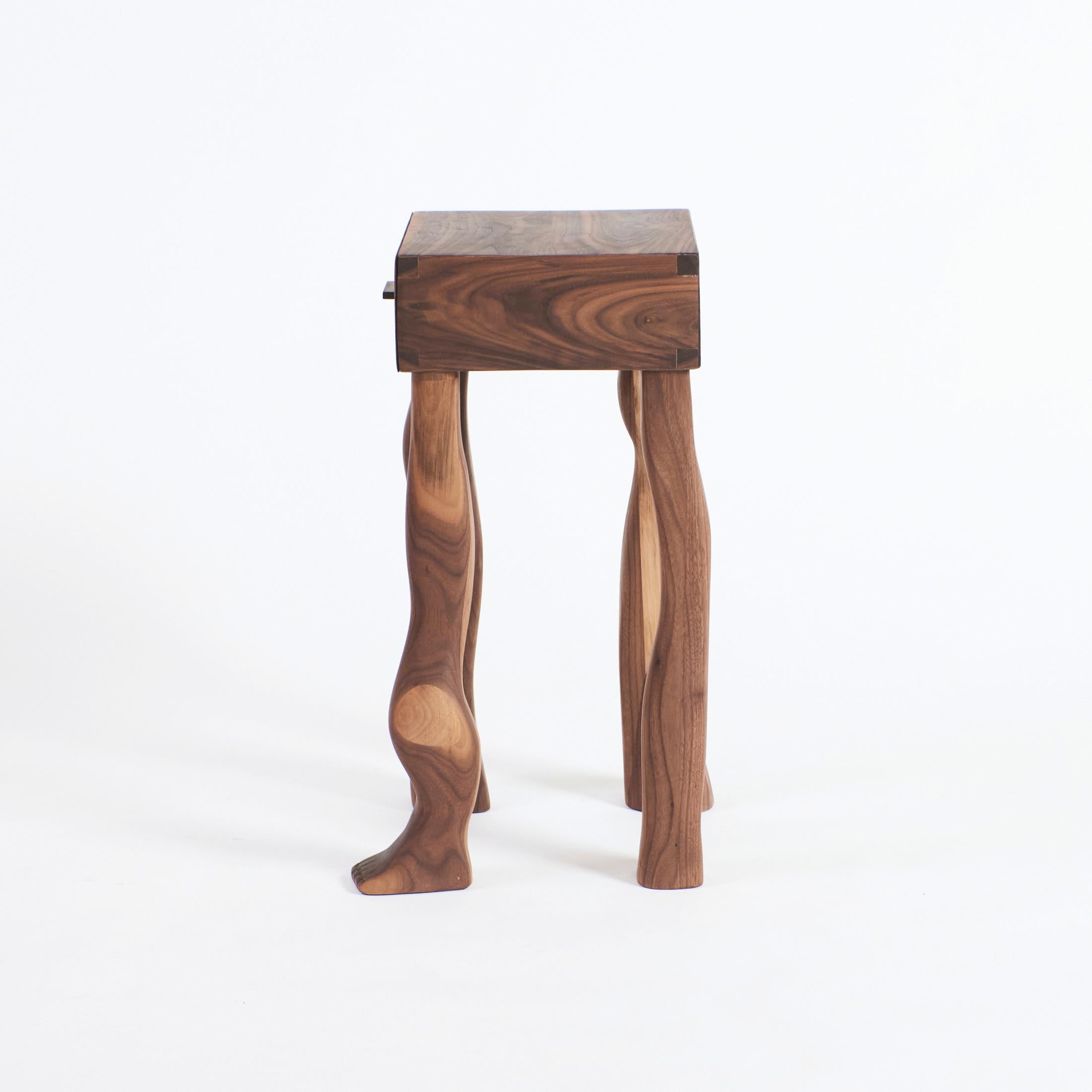 Foot Walnut Side Table With Drawer by Project 213A In New Condition For Sale In Geneve, CH