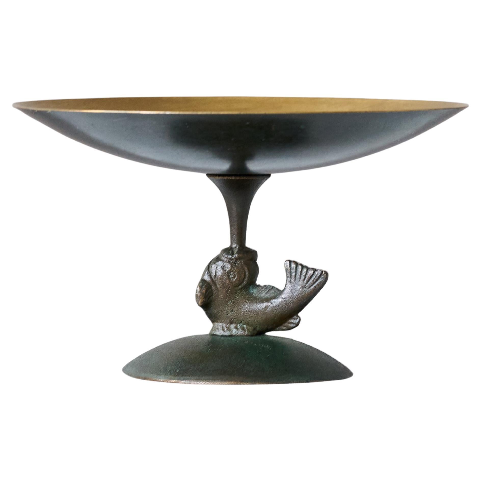 Footed Art Deco Bronze Bowl / Dish by Äkta Brons, Sweden, 1930s.