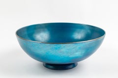 Footed Blue Steuben Aurene Bowl by Frederick Carder