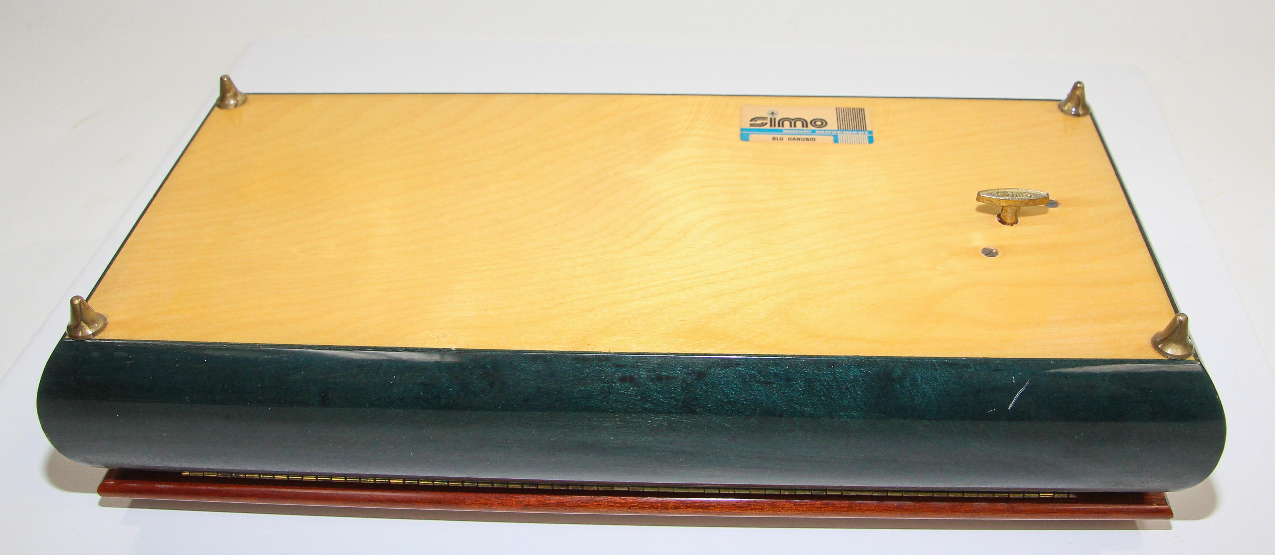Footed Blue Wooden Jewelry Music Box Made in Italy 9