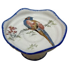 Antique Footed bowl Choisy-le-Roi for L'Escalier de Cristal, 19th "Grands Oiseaux"