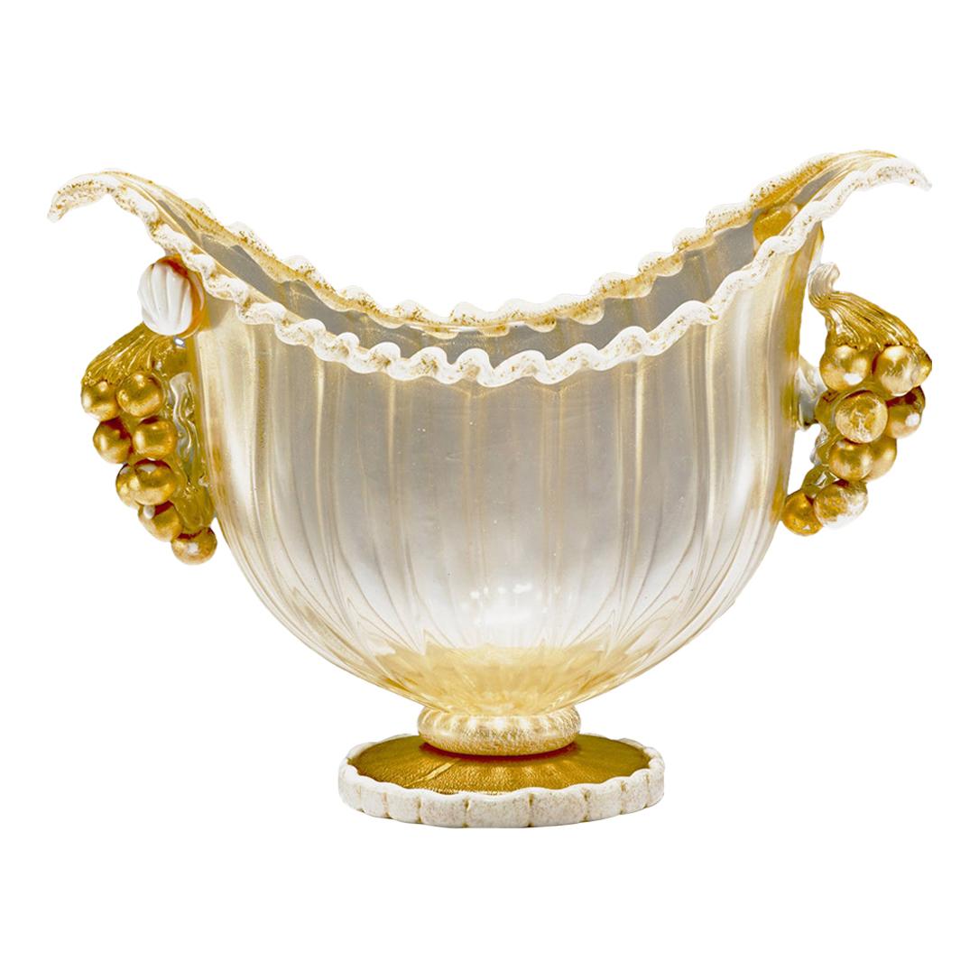 Footed Bowl Gold Leaf and Grapes, Ercole Barovier for Barovier Toso & Co 1949