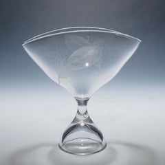 Schale mit Fuß und Federdekoration von Vicke Lindstrand für Kosta, 1950er Jahre