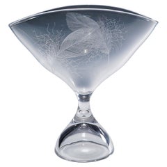Footed Bowl with Feather Decoration by Vicke Lindstrand for Kosta 1950s