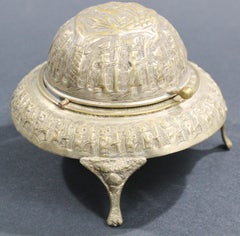 Footed Brass Silvered Moorish Caviar Server