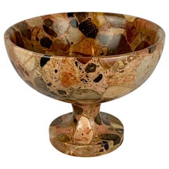  Round Footed Bowl Carved from Brêche d'Alep Marble