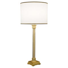 Footed Bronze & Crystal Table Lamp