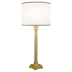 Footed Bronze & Crystal Table Lamp