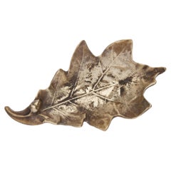 Footed Cast Brass Oak Leaf Tray