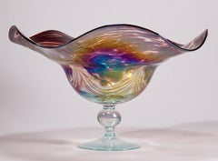Footed Centerpiece Bowl, Early American Studio Art Glass, 1986