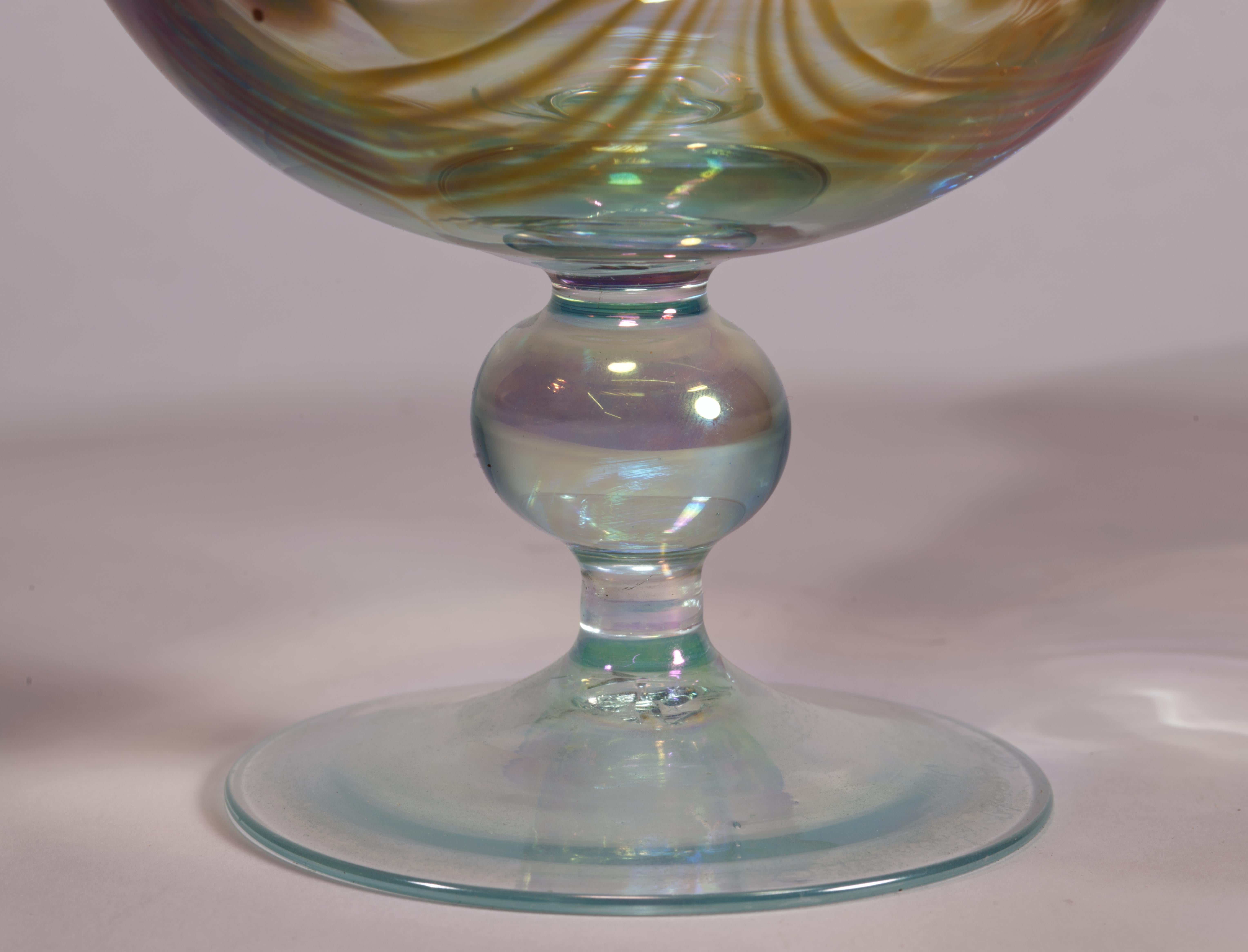 Americano Ciotola da centrotavola con piede, Studio Art Glass, 1986 in vendita