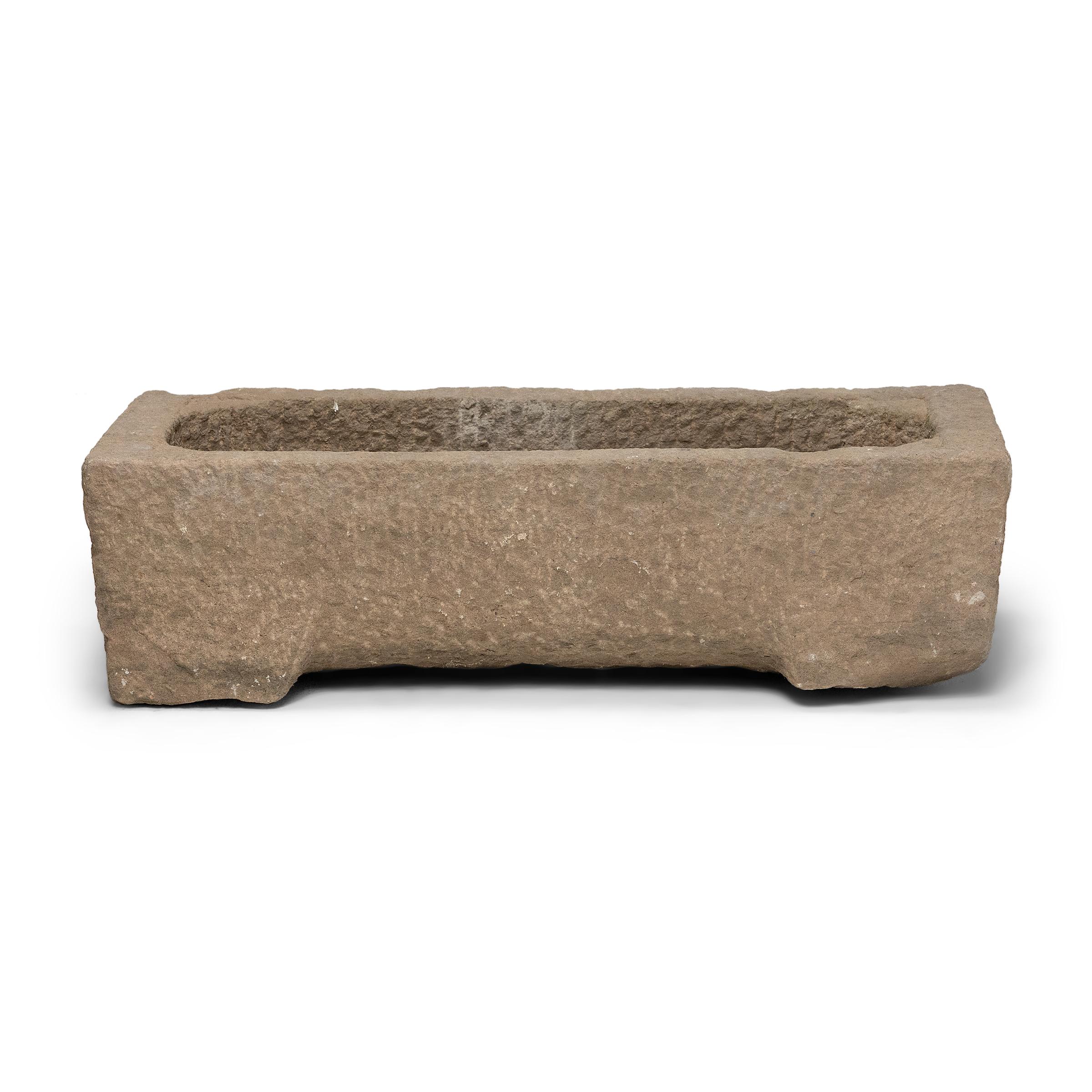 Qing Footed Chinese Stone Water Trough, c. 1900 For Sale
