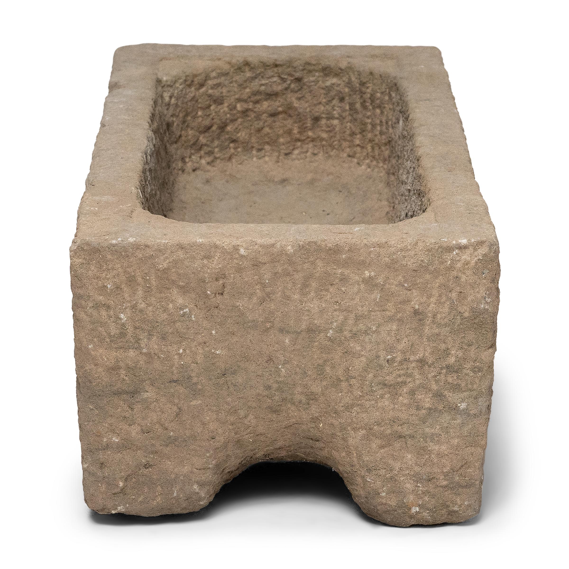 20th Century Footed Chinese Stone Water Trough, c. 1900 For Sale