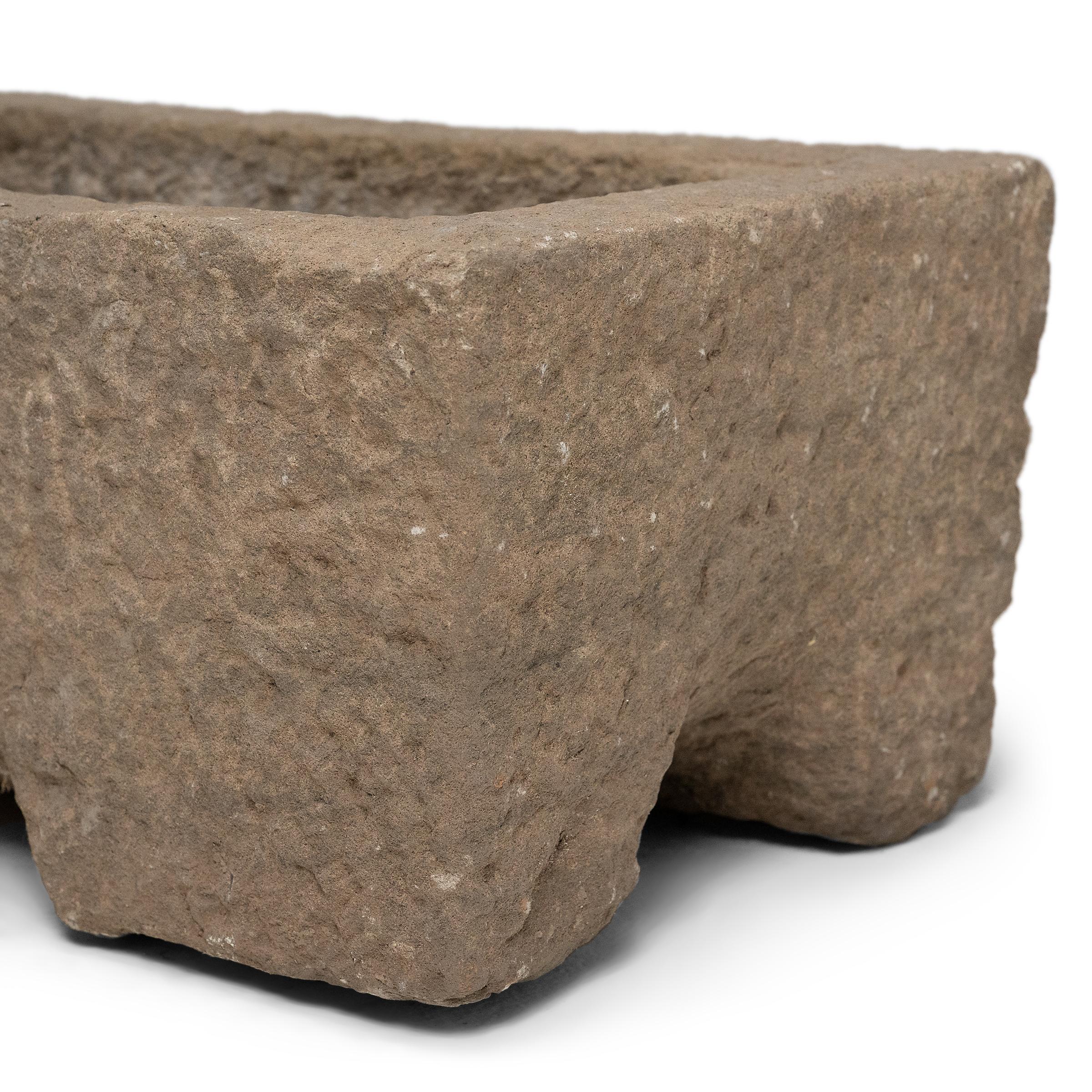 Limestone Footed Chinese Stone Water Trough, c. 1900 For Sale