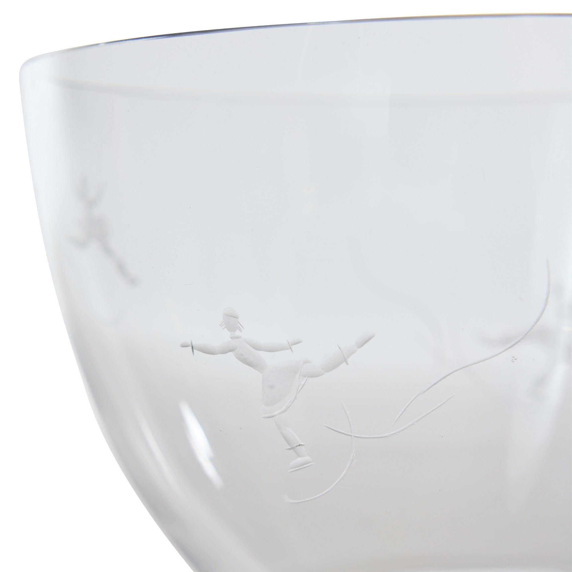 Footed Crystal Bowl by Edward Hald for Orrefors, 1938 In Fair Condition For Sale In Sagaponack, NY