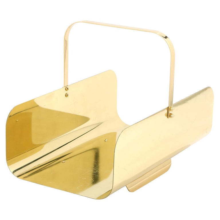 Footed Gilt Brass Fire Log Holder / Handle at 1stDibs