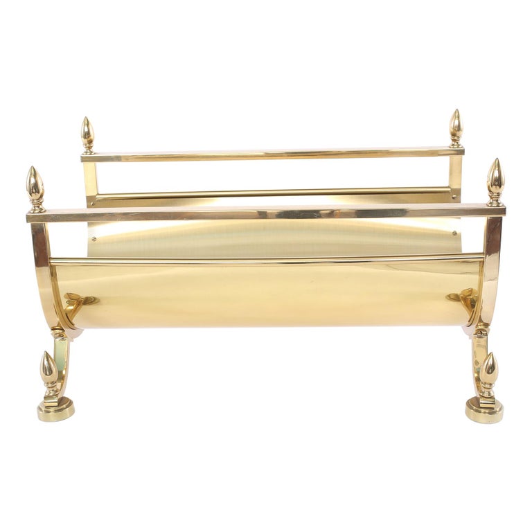 Footed Gilt Brass Fire Logs Holder at 1stDibs