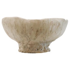 Footed  Large Low Stoneware Planter Bowl Vessel