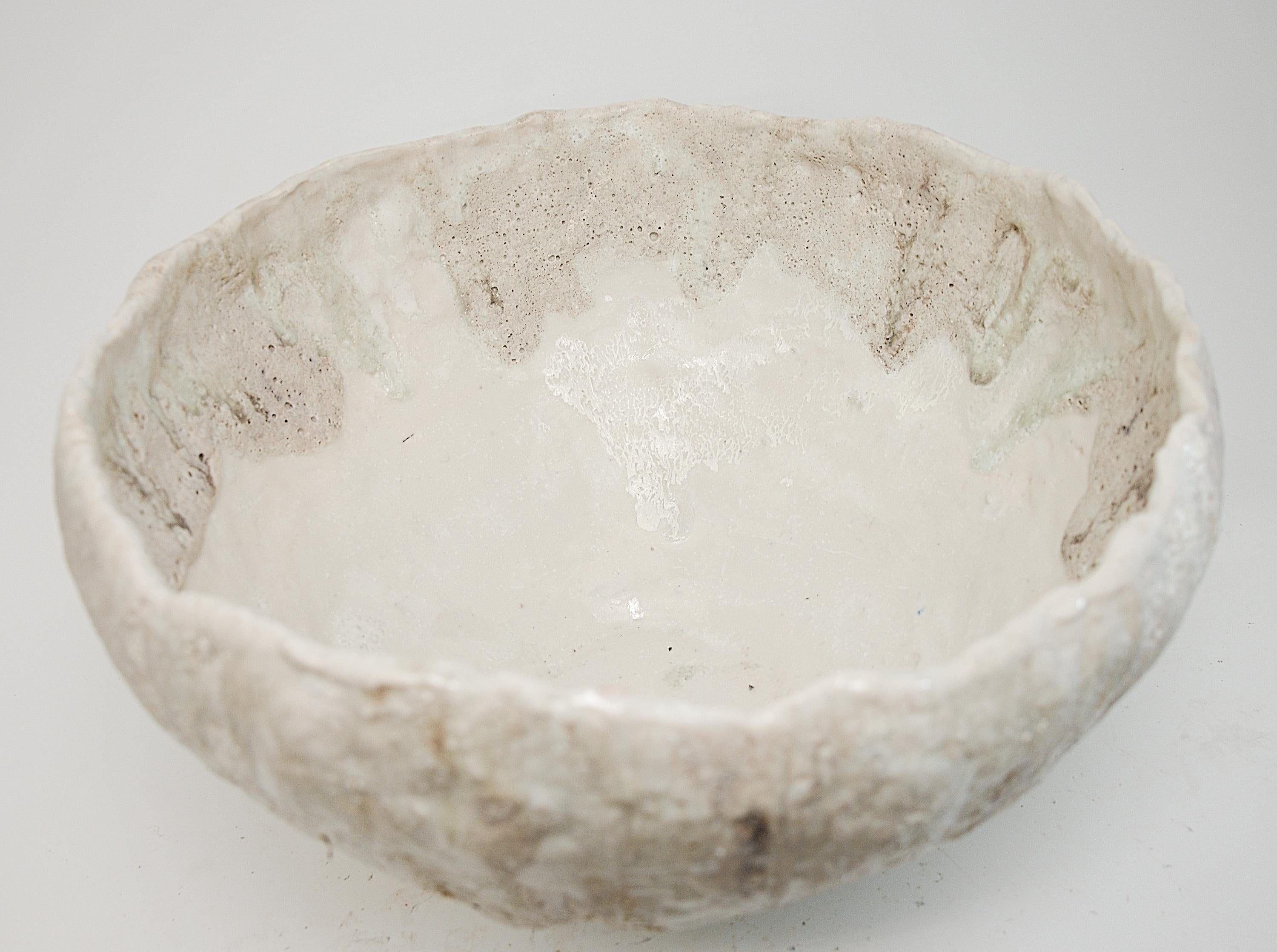 Footed  Large Low Stoneware Planter Bowl Vessel II en vente 2