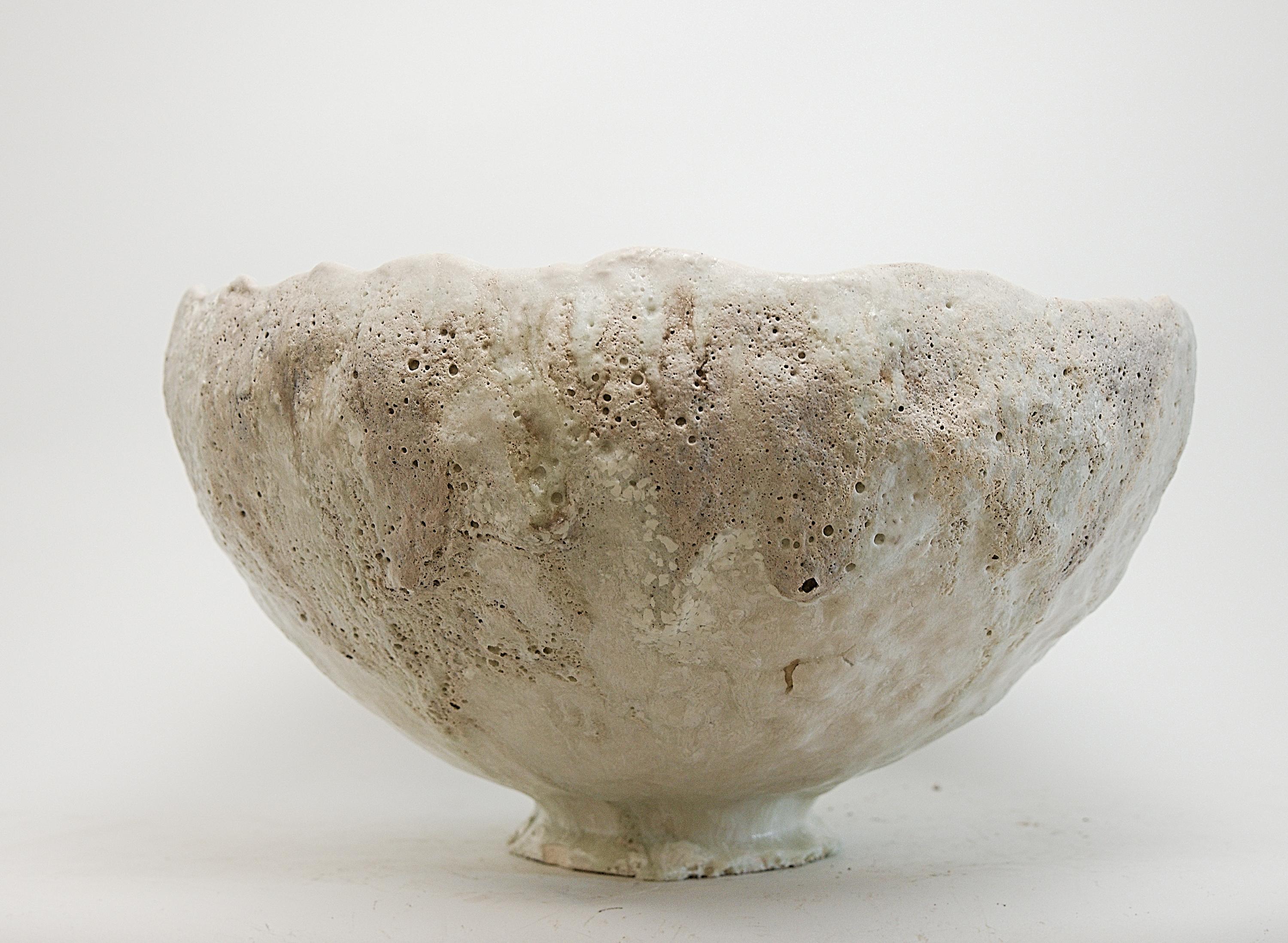 Footed  Large Low Stoneware Planter Bowl Vessel II en vente 3
