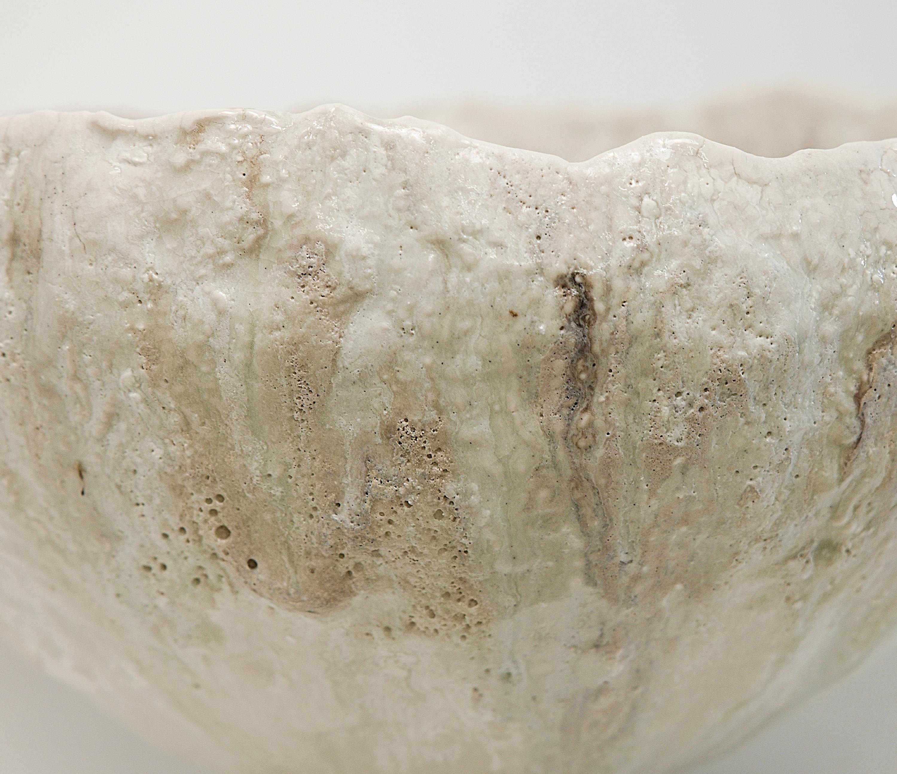 Fait main Footed  Large Low Stoneware Planter Bowl Vessel II en vente
