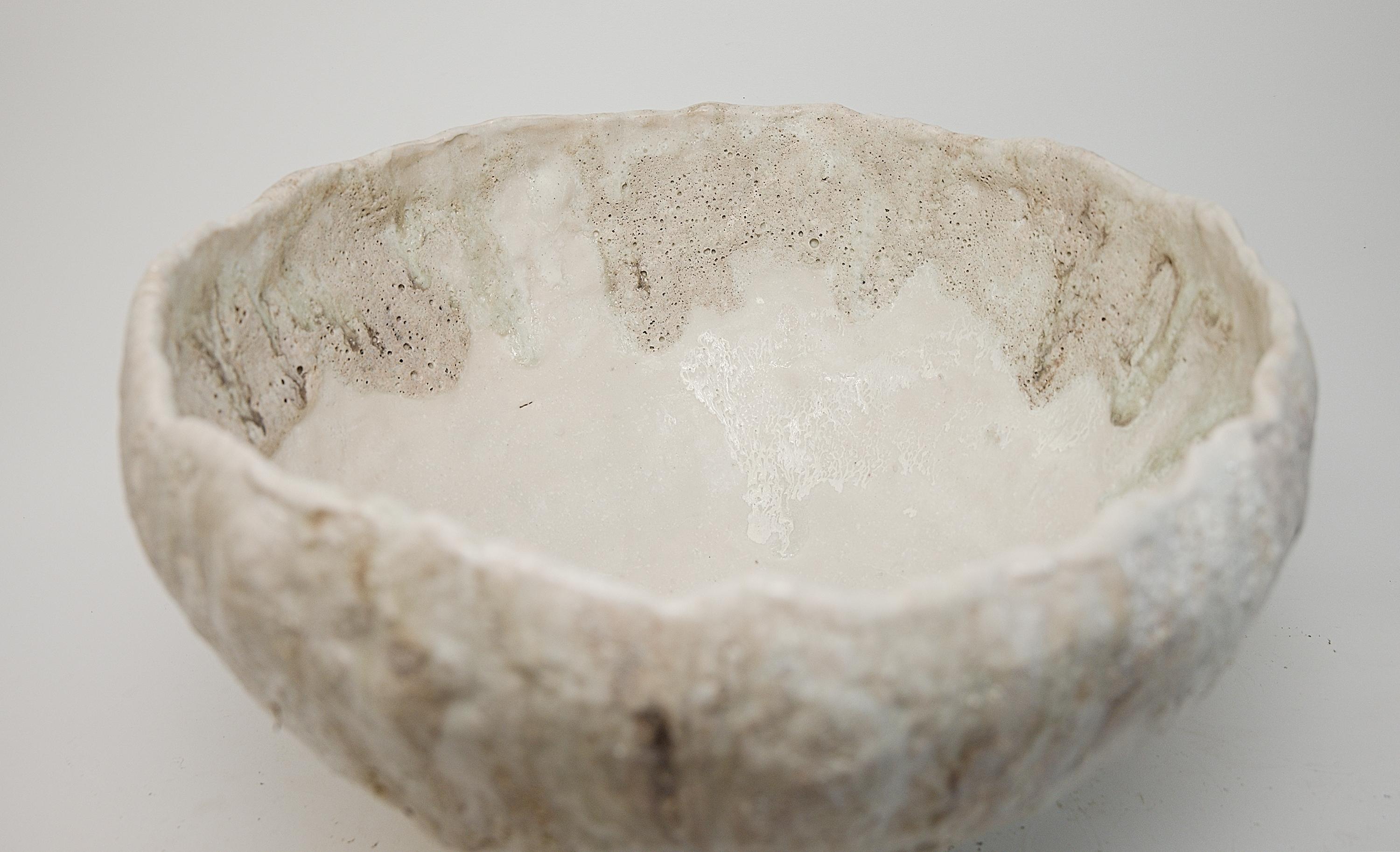 Grès Footed  Large Low Stoneware Planter Bowl Vessel II en vente