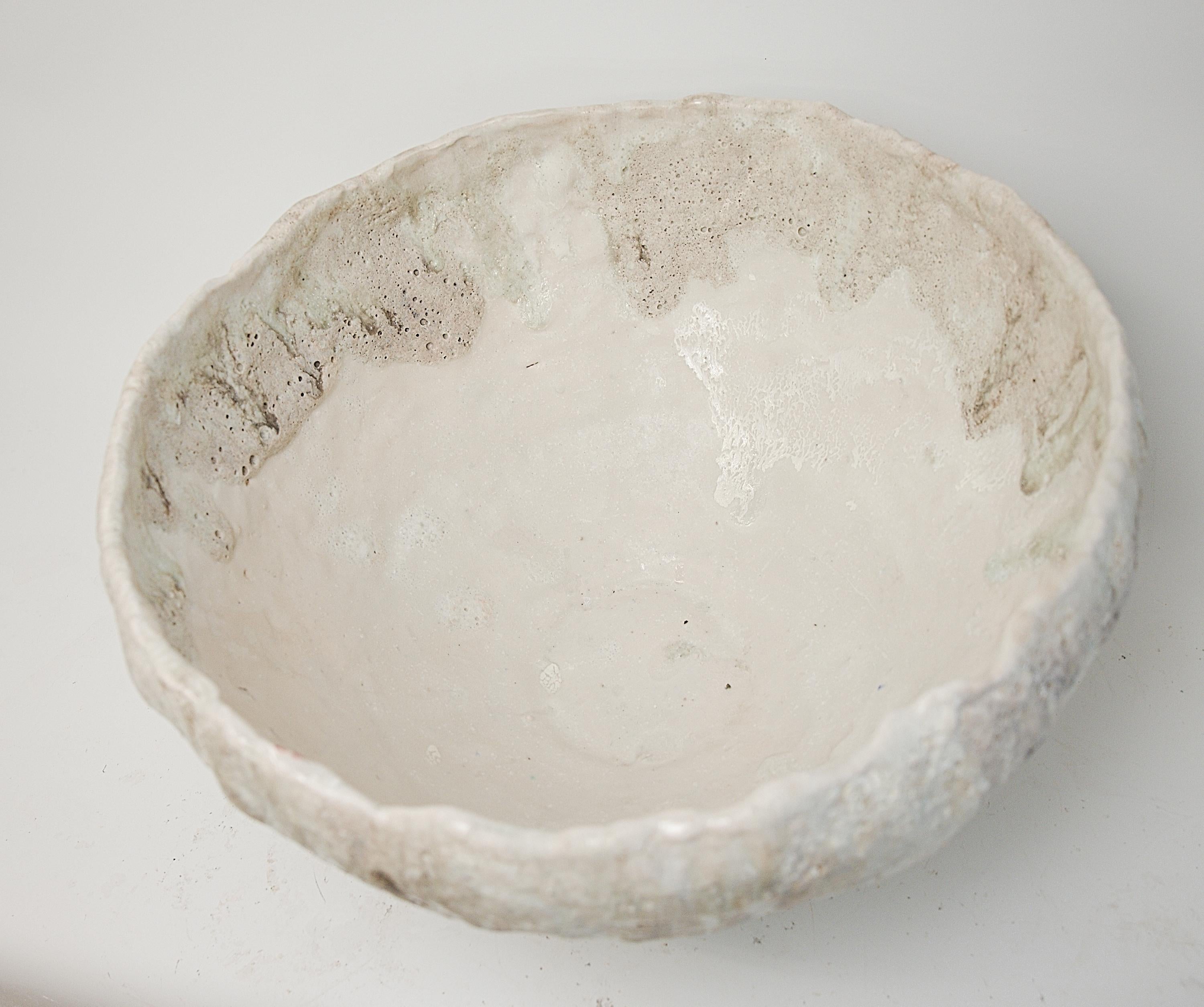 Footed  Large Low Stoneware Planter Bowl Vessel II en vente 1