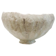 Footed  Large Low Stoneware Planter Bowl Vessel II