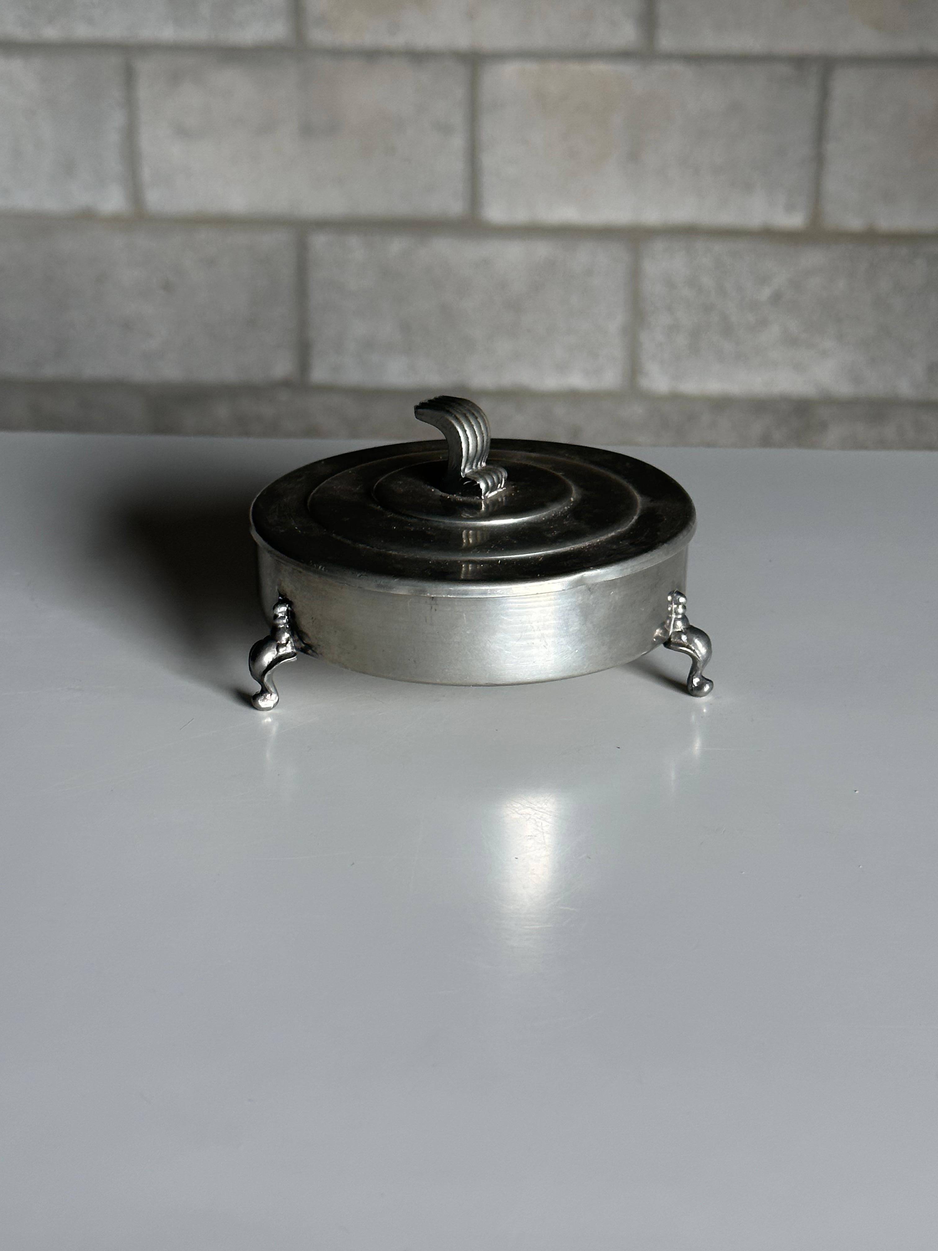 Mid-20th Century Footed Lidded Jar by Svenskt Tenn in Pewter For Sale