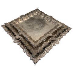 Retro Footed Silverplate Serving Tray by Birmingham Silver Co