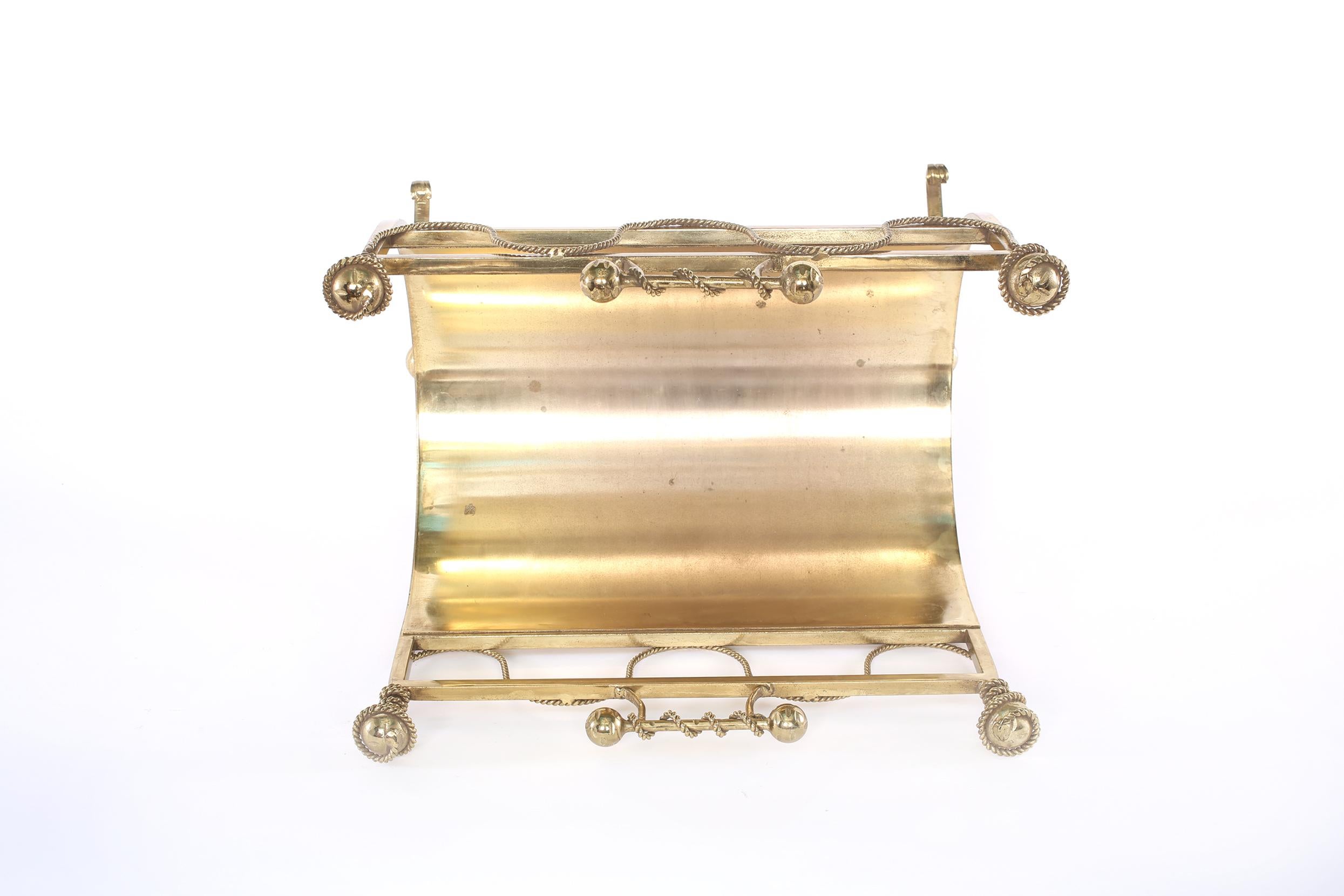 Gilt Italian Footed Solid Brass Fire Logs Holder
